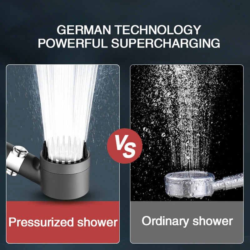 PureFlow High-Pressure Shower Head – 3-Mode Adjustable Spray with Massage Brush Filter for Ultimate Bathroom Relaxation