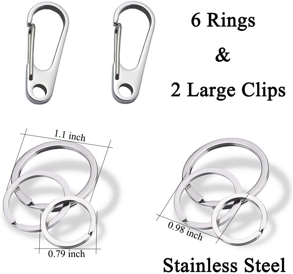 IVIA Dog Tag Clips / 2 Pack/Multiple Size 304 Stainless Steel Quick Clip with Rings/Easy Change Dog Cat ID Tag Holder for Small Pet Collars and Harnesses.(2 Large Silver)